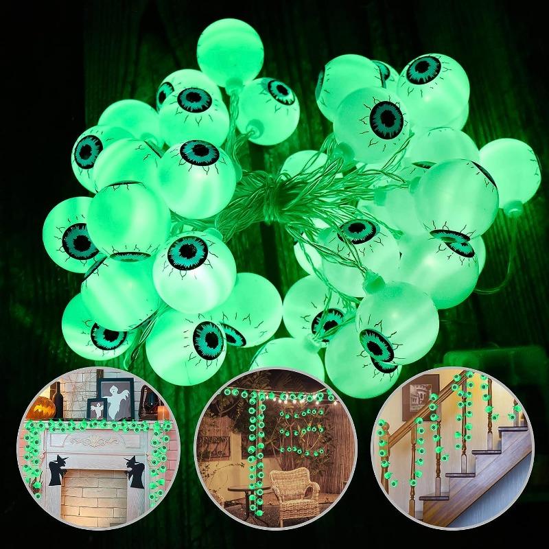 20/40 LED Halloween Decorations Eyeball String Lights Decorative Gaps for Home Battery Powered Flash Indoor Outdoor Halloween