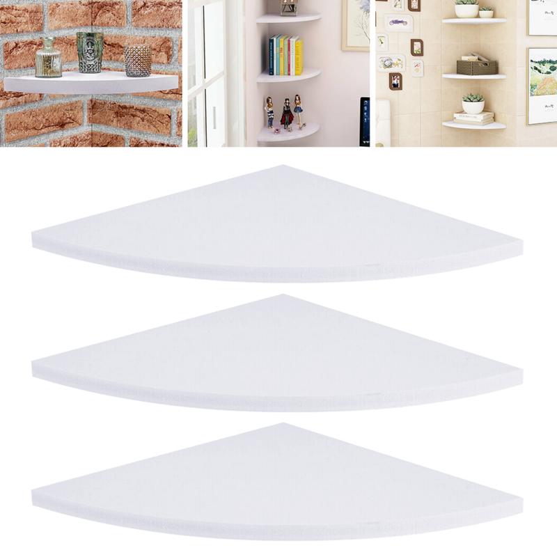 White Floating 3pcs Corner Shelf Shelves Wall Book Storage Rack Unit Decor Bedroom