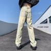 Guochao American Vibe Pants High Street Washed Old Black and Gray Jeans Men's Loose Straight Drape Wide-leg Pants