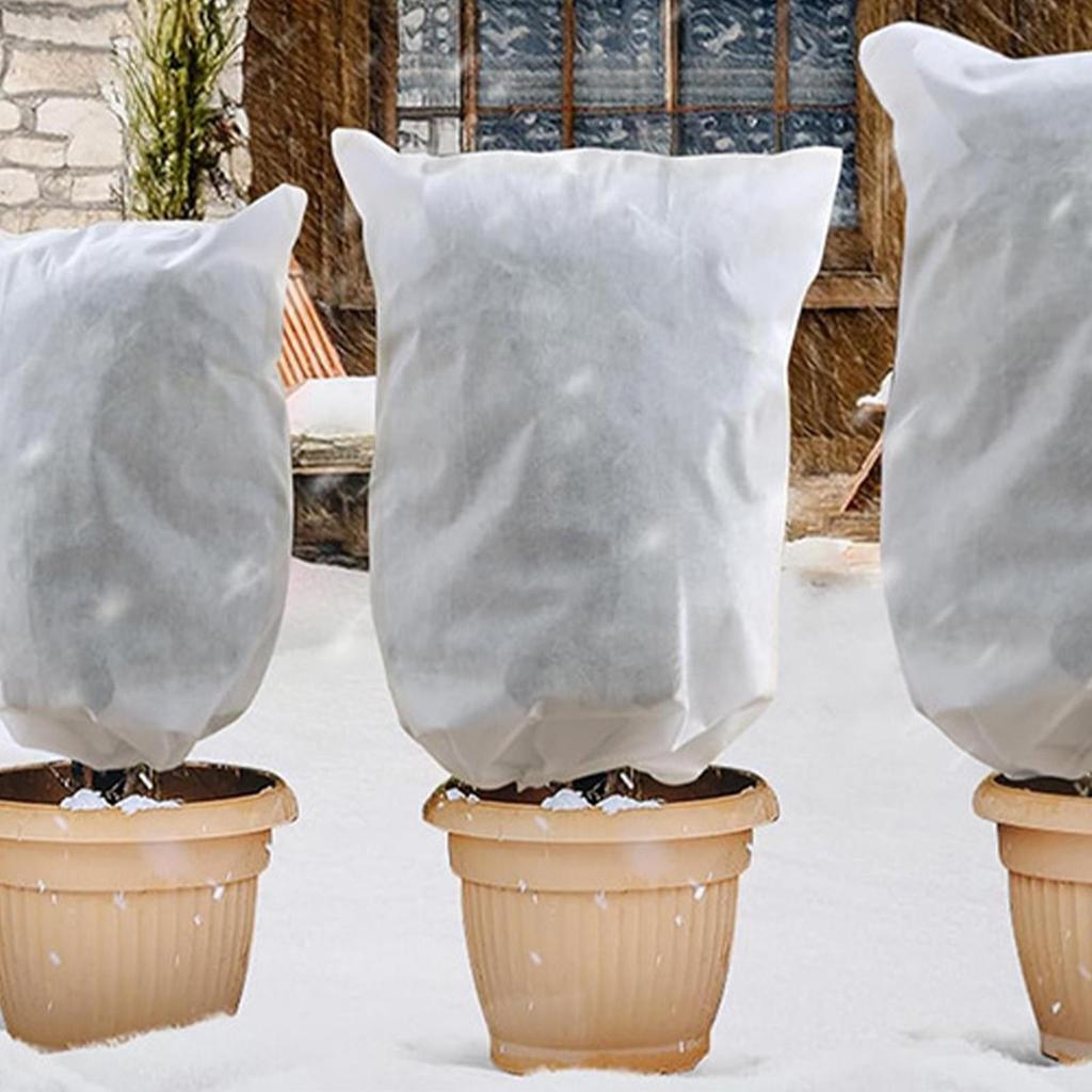 Winter Plant Covers Freeze Protection Garden Freeze Protection Cover With Drawstring Outdoor Nonwoven Greenhouse Shrubs Blanket