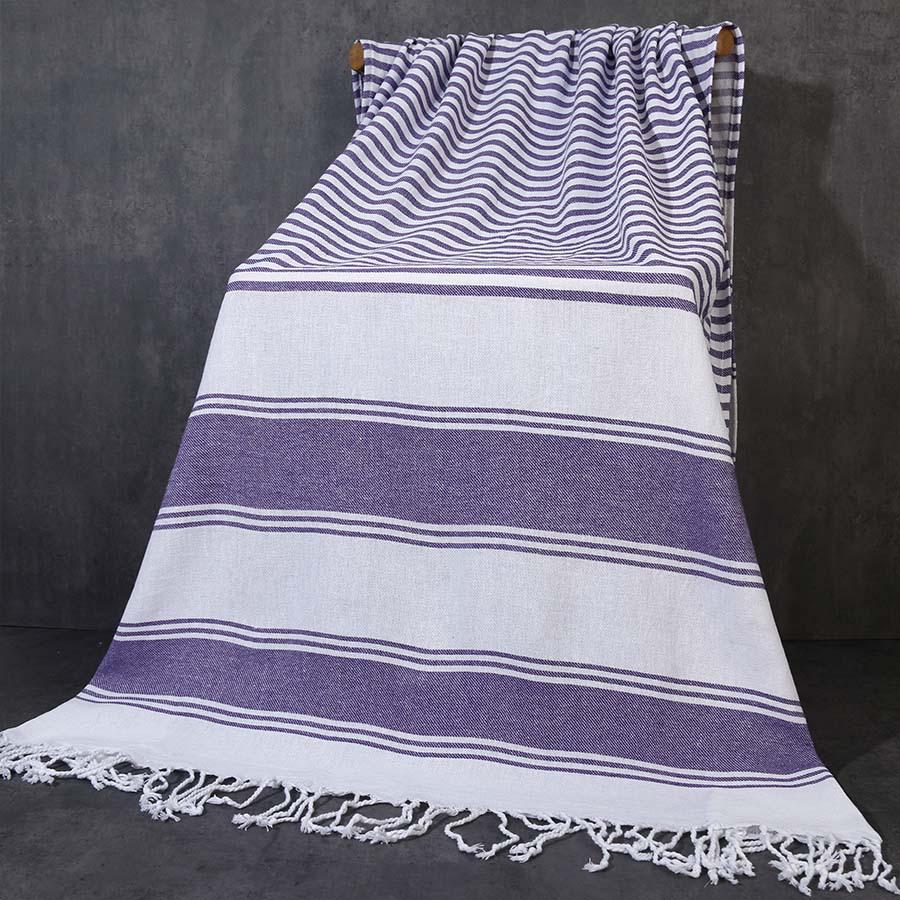 Wide & Narrow Stripe Tassel Bath Towel, Minimalist Turkish Polyester-Cotton Beach Shawl