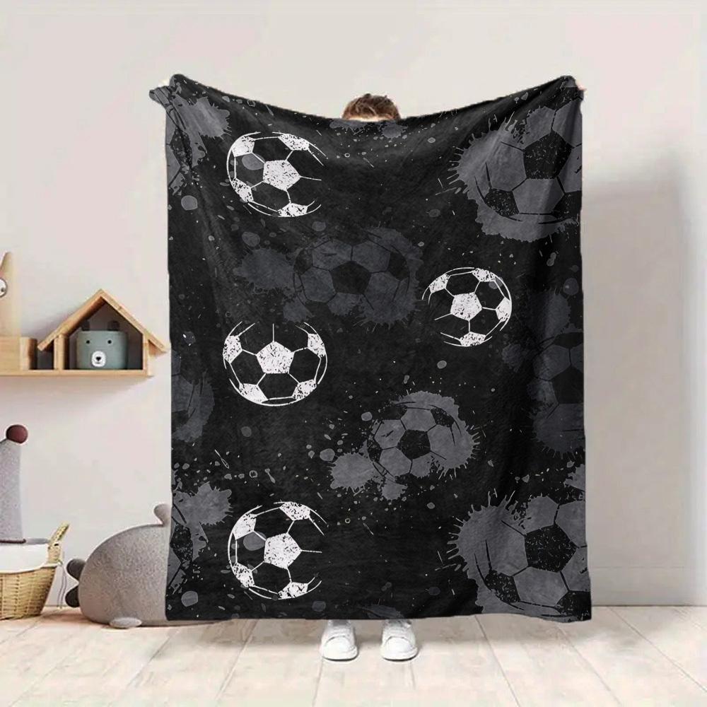 1pc Soccer Balls Blanket, Lightweight Flannel Throw Blanket for Sofa, Bed, Travel, Camping, Living Room, Office, Couch055