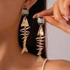 Gothic Fish Bone Earrings Exaggerate Geometric Drop Earrings Personality Earrings  Hollowen