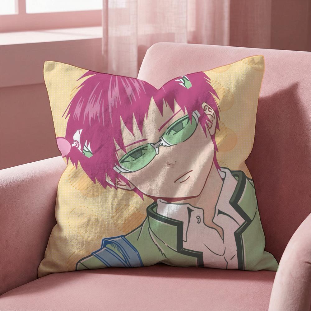 Hot Anime S-SaikiS K Cushion Cover Multi-Scene Pillow Cover for Home & Car - Reversible, Soft & Durable for Daily Use