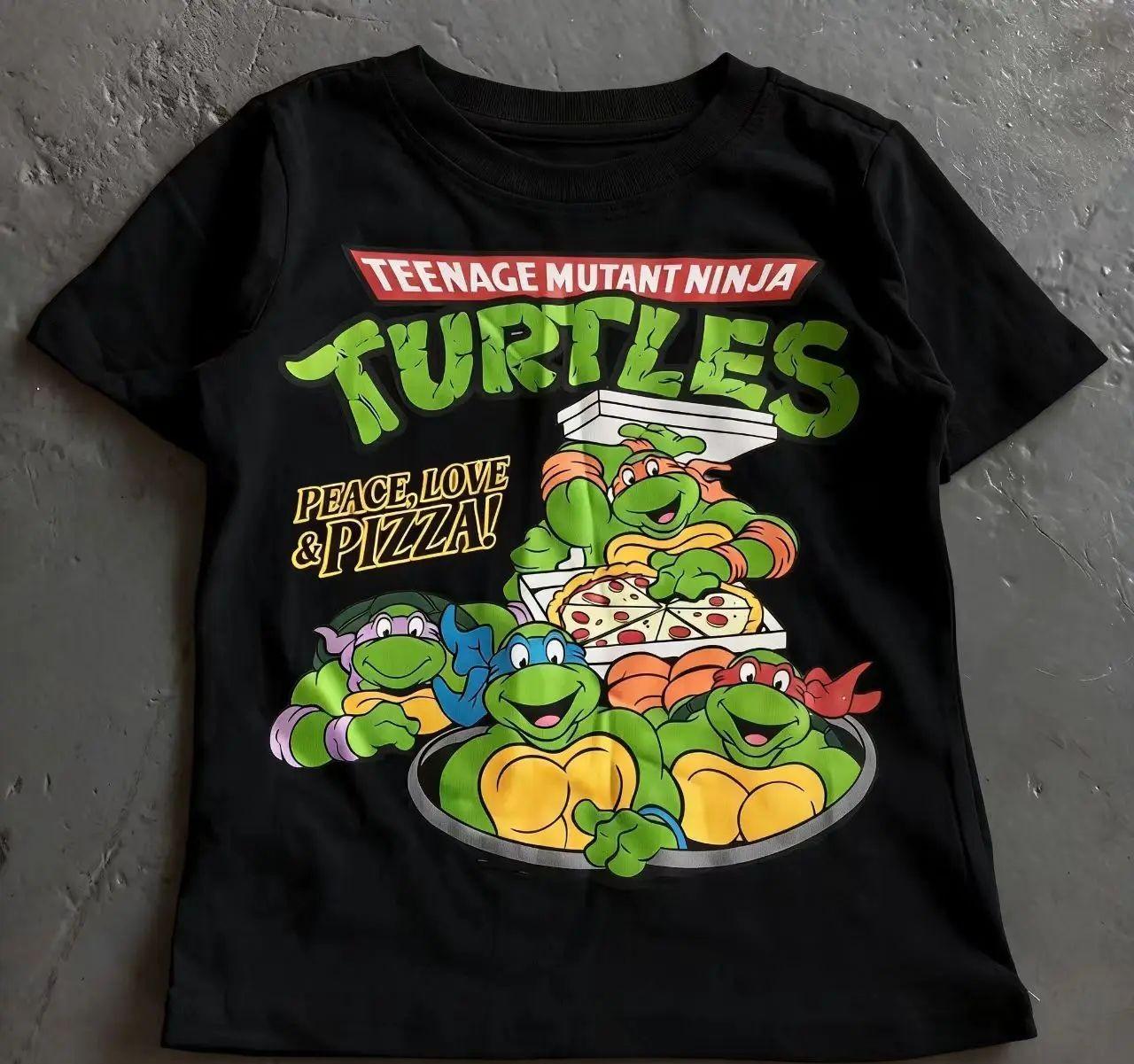 

2026 Summer New Fashion Oversized Tshirt Teenage Mutant Ninja Turtles Print T-Shirt Cute Cartoon Top Unisex 4XL