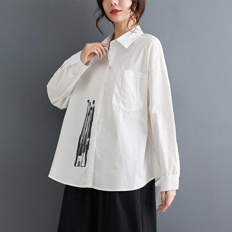 DIMANAF 2024 Plus Size New Spring.Style Blouse Vintage Retro Design Short Sleeve Casual Shirt Women Loose Shirt Geometric Print Half Sleeves Shirt