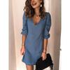 Spring Fashion Women's Dress Puff Long Sleeve V-neck Dresses Female Summer Elegant Loose Casual Clothes Ladies
