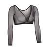 Side Both Wear Women Sheer Plus Size Seamless Arm Shaper Crop Top Shirt Blouses