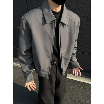 Veste courte élégante pour homme avec épaules rembourrées et revers courts pour le printemps et l'automne - Tendance coréenne.