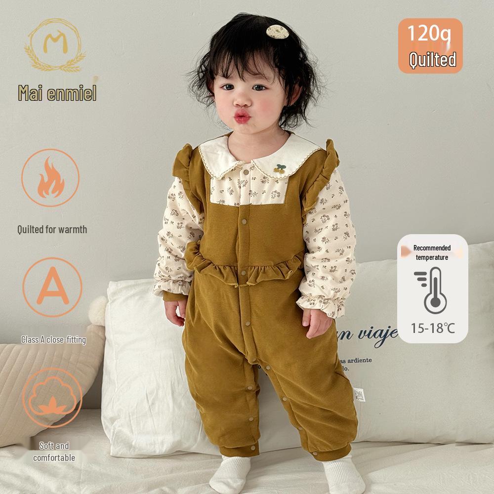 Mai Enmi'er Quilted Baby Bodysuit - 120g, Wool Stretch, Warm Coverall for Autumn/Winter (Class A)