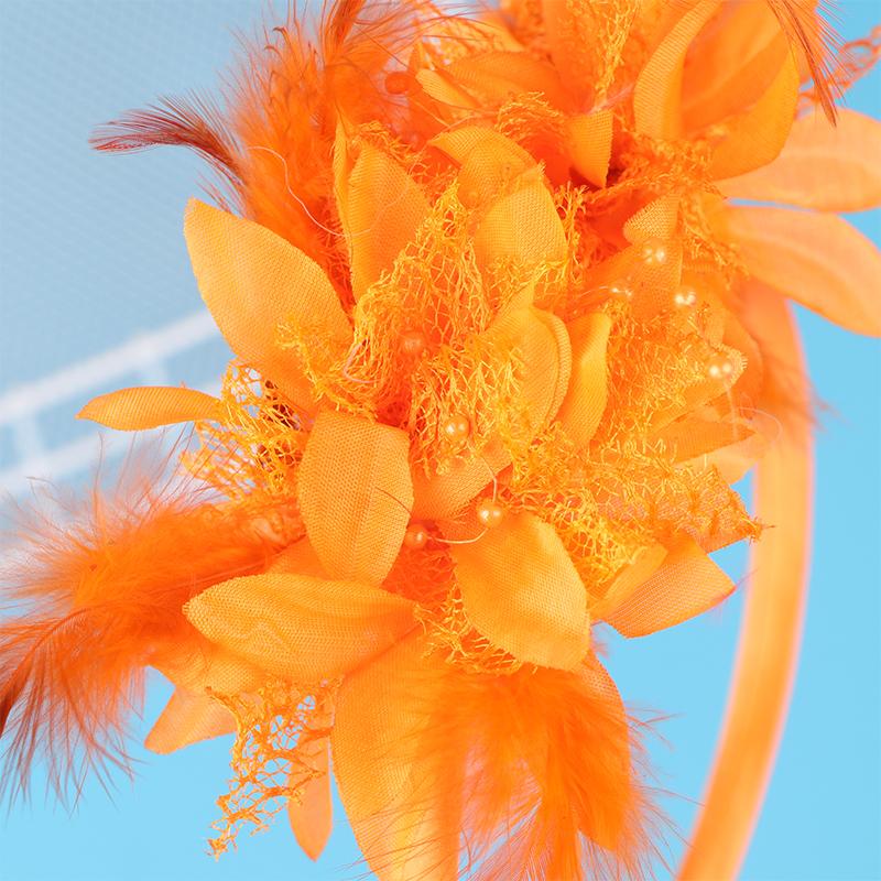 1Pcs Women Fascinator Hat Headband Flower Feather Mesh Yarn Cocktail Party Wedding Hair Accessories Head Decoration