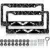 Bat License Plate Frames- 2 Pack Spider Web Goth Gothic Aluminum Metal License Plate Holder Covers Car Accessory, Rust-Proof Waterproof Car