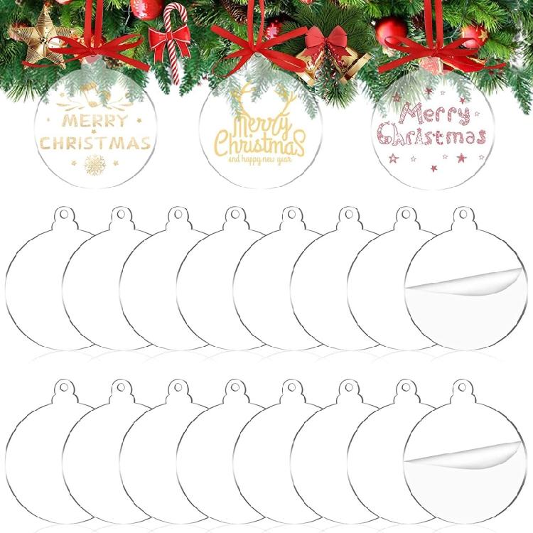 Clear Round Acrylic Christmas Ornaments Acrylic Circle Discs for DIY Gift Tag