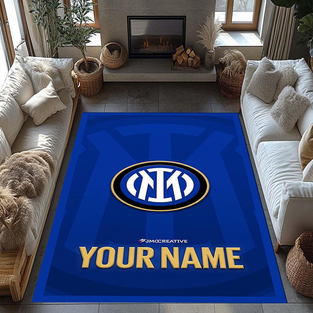 Inter Milan Personalized Text Floor Rug Office Rug Suitable for Living Rooms Study room Balcony Decorate room Antislip Carpet Anime Office Decor
