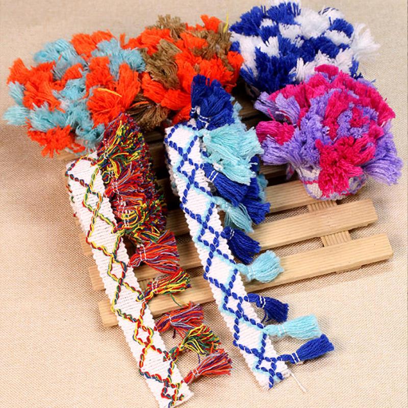5 Meter Colorful Ethnic Style Curtain Decorative Tassel Lace Trim Upholstery Costume Fringe Trim Sewing DIY Accessories