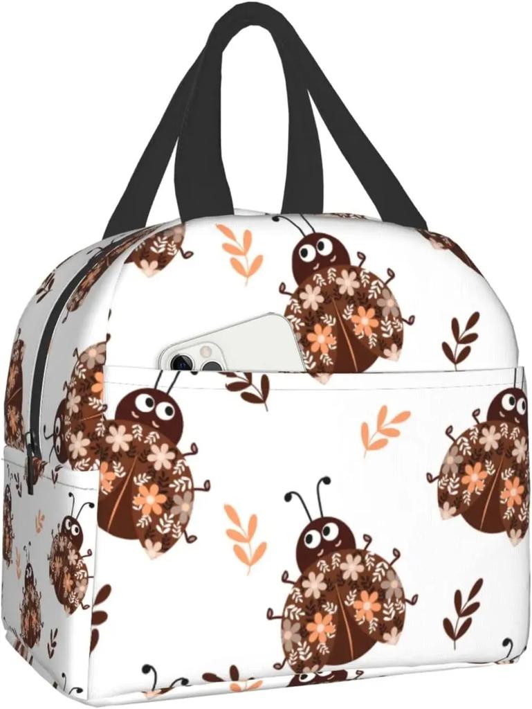 Dots Ladybug Lunch Box Insulation Lunch Bag for Women Men Reusable Lunch Tote Bags Perfect for Office Camping Hiking Picnic