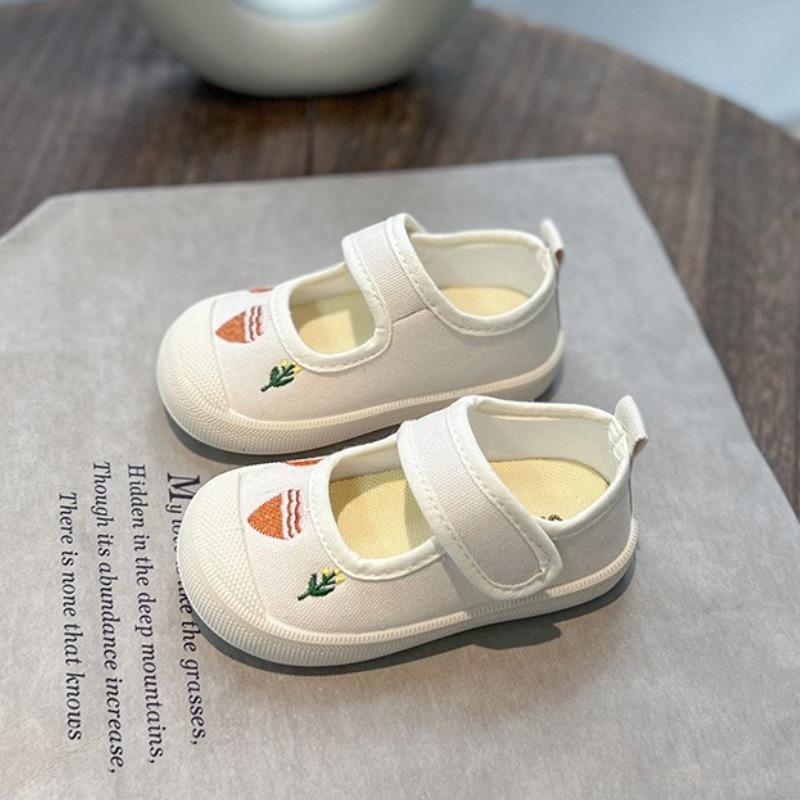Girls' canvas shoes autumn new girls casual shoe embroidered girls' shoe anti slip children's canvas shoes cartoon child shoes