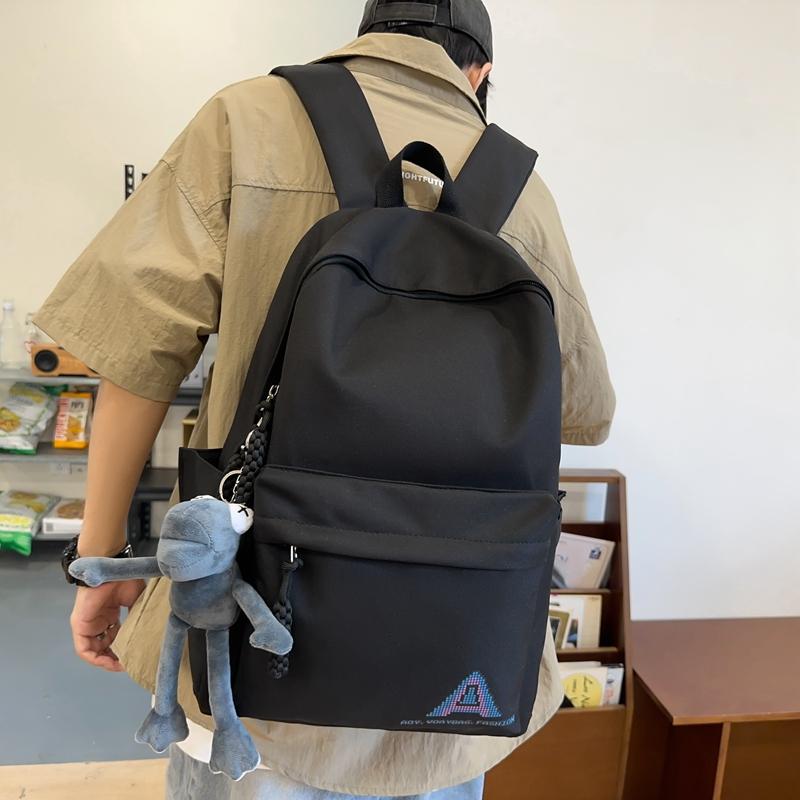 Student School Bag Women's Large Capacity Backpack Solid Color Men's Backpack