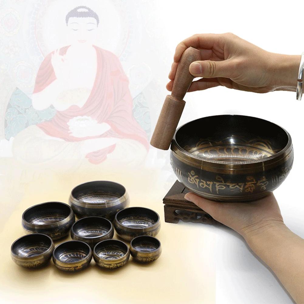 Tibetan Singing Bowl Set Lotus Yoga Meditation Bowl Handmade Relaxation Chakra Healing Prayer Mindfulness Singing Bowl Handmade