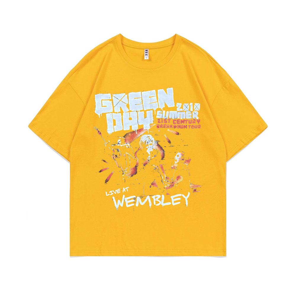 Rare Punk Band Green Day Live At Membley T-shirts Men Women Vintage Gothic Rock Tshirt Men's Cotton Casual Oversized T Shirts