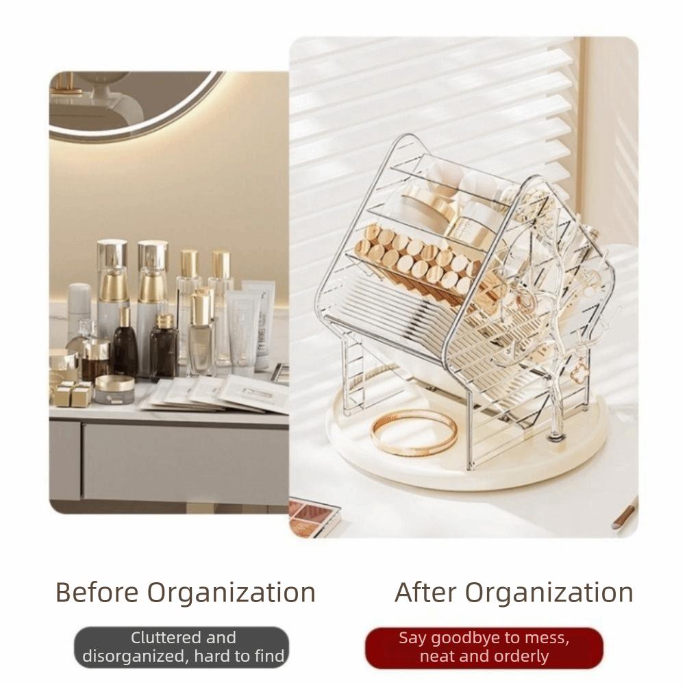 Großes Fassungsvermögen 360° drehbarer Make-up-Organizer unterteilt rutschfestes Make-up-Aufbewahrungsregal Kunststoff platzsparend Lippenstifthalter Schlafzimmer