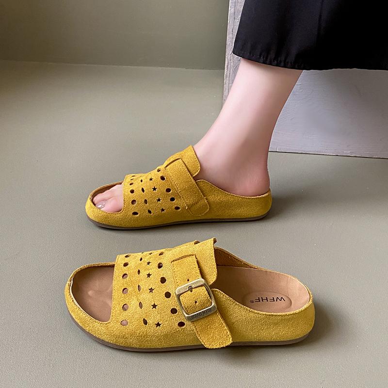 Fashion Shoes for Women 2025 New Open Toe Women's Slippers Fashion Outdoor Beach Casual Summer Belt Buckle Comfortable Flat Slippers