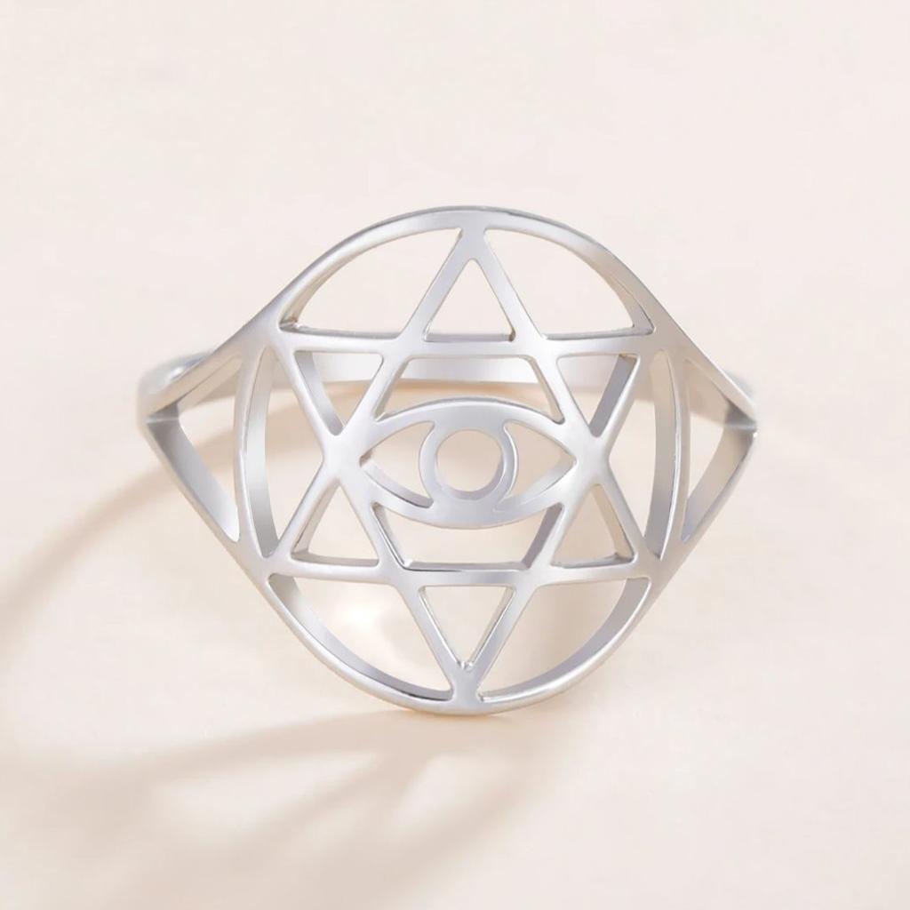LIKGREAT Vintage Star of David Ring Evil Rings for Men Women Stainless Steel Punk Jewelry Je Star Protection Amulet Gift