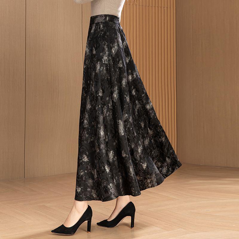 Fall and Winterretro Ethnic Style Jacquard Skirt Women's Long Large Skirt High Waist A-line Skirt Dance Long Skirt