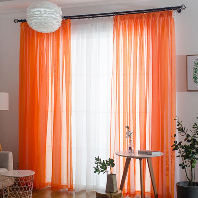 

2pc Solid Color Semi Transparent Sheer Curtain for Living Room Window String Curtains Bedroom Drape Panel Tulle Treatments W132 x H137 cm&Rod Pocket