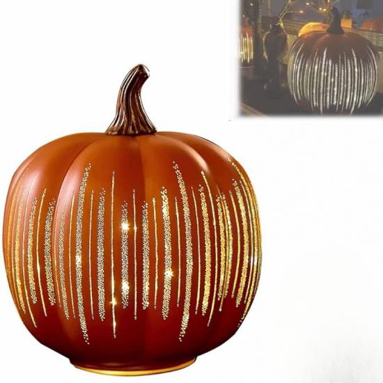 

Cherishous Twinkle Light Glass Pumpkins, Timer Lighted Sparkling Starry Night, Fall Halloween Illuminated Decorations for Home Bedroom Bathroom Medium оранжевый