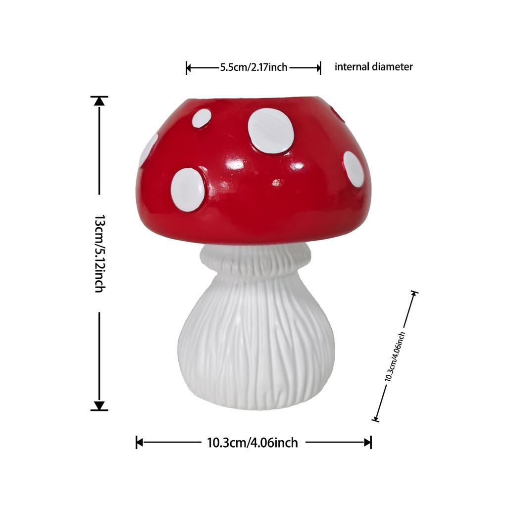 1 Cute Red and White Polka Dot Mushroom-Shaped Ornament, Dual-Purpose as a Pen Holder and Vase, Desktop Storage Decoration, Cute Home Decor Item