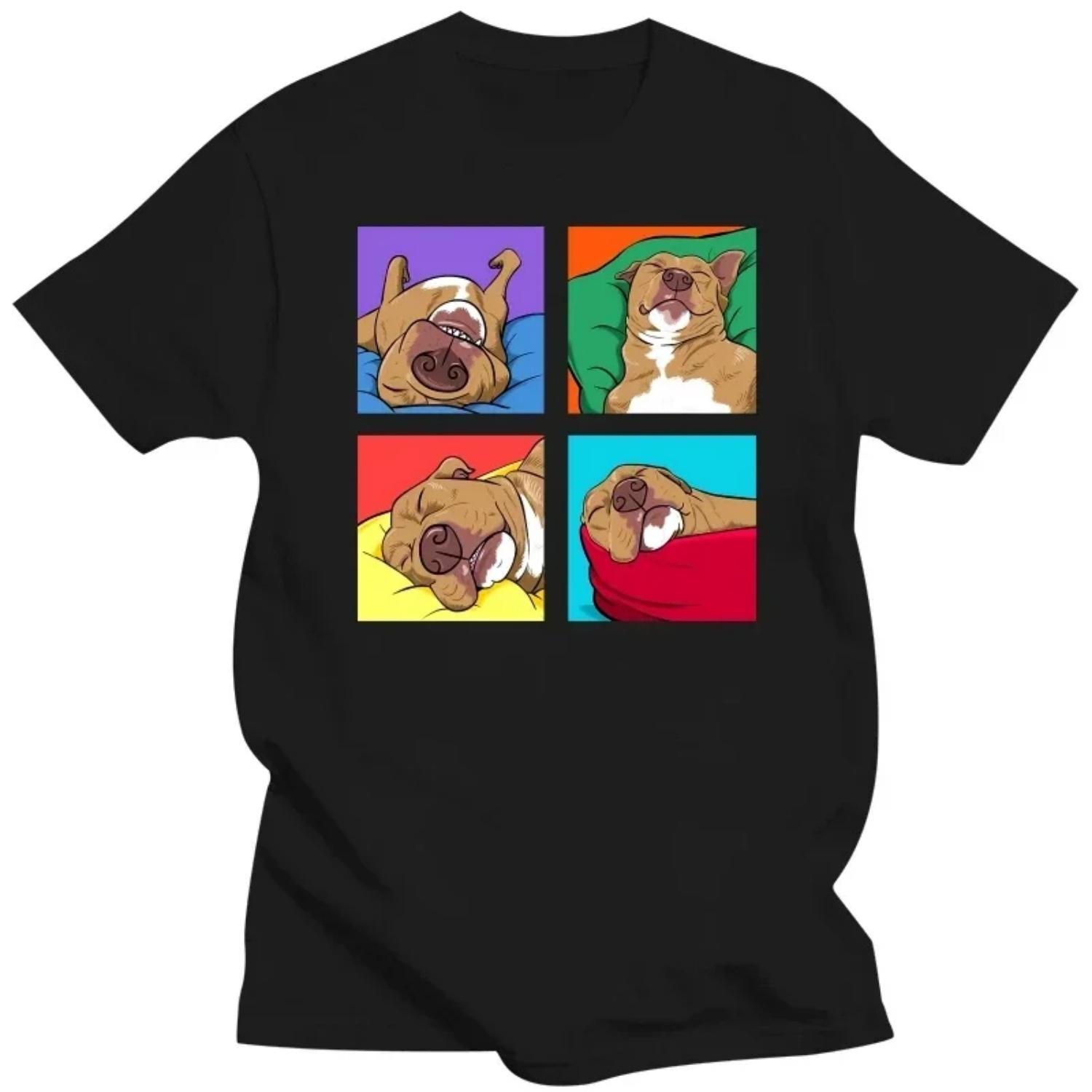 

Funny Pitbull Lazy Gift for Dog Love T Shirts Graphic Streetwear Short Sleeve Birthday Summer Style T-shirt Women Clothing Y2K S чёрный