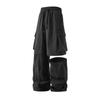 Men's Light Blue 2-in-1 Convertible Cargo Pants Detachable Wide Leg Shorts with Pockets