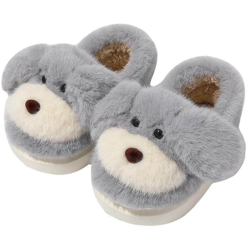 Children's Cotton Shoe Bag Heel Season Boys and Girls Baby Plush Warm Cute Cartoon Fluffy Slippers