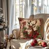 Christmas Decoration Pillowcase Retro Christmas Red Dress Bishop Reindeer Garland Print Sofa Cushion Cover Home Decoration
