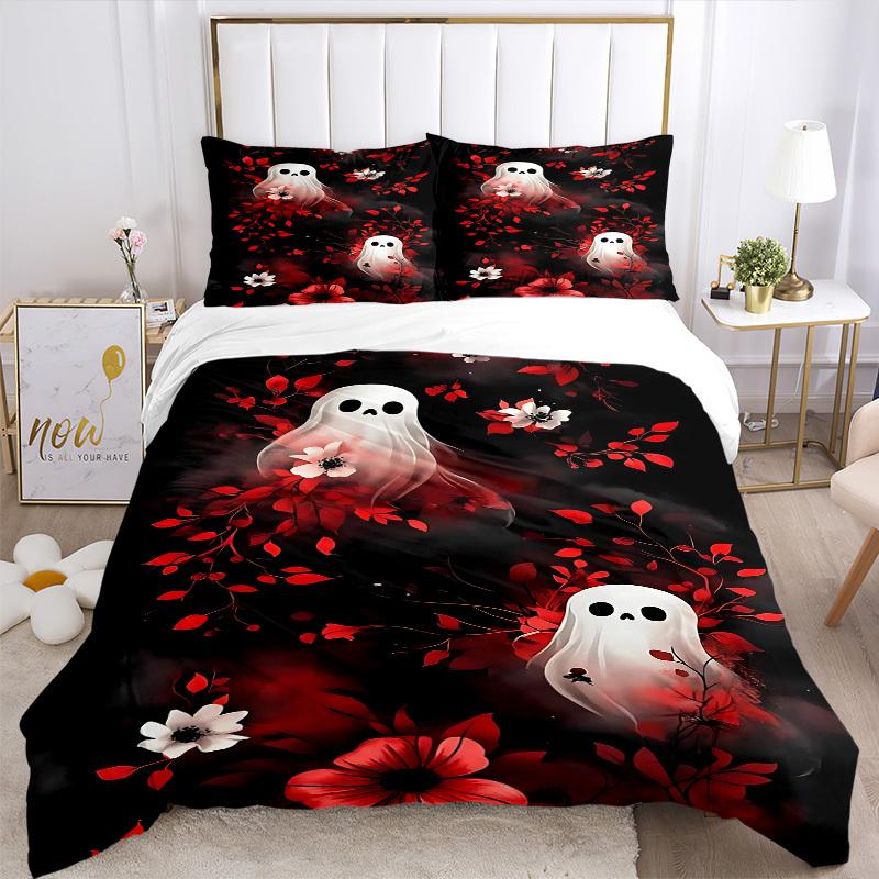 3pc Ghost Floral Cover Set - 1 Quilt Cover + 2 Pillowcases, All Seasons Bedroom Setting, Perfect for Home025