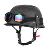 Motorcycle Half-helmet Retro German Handmade Leather Half-face Quick-release Buckle With Goggles