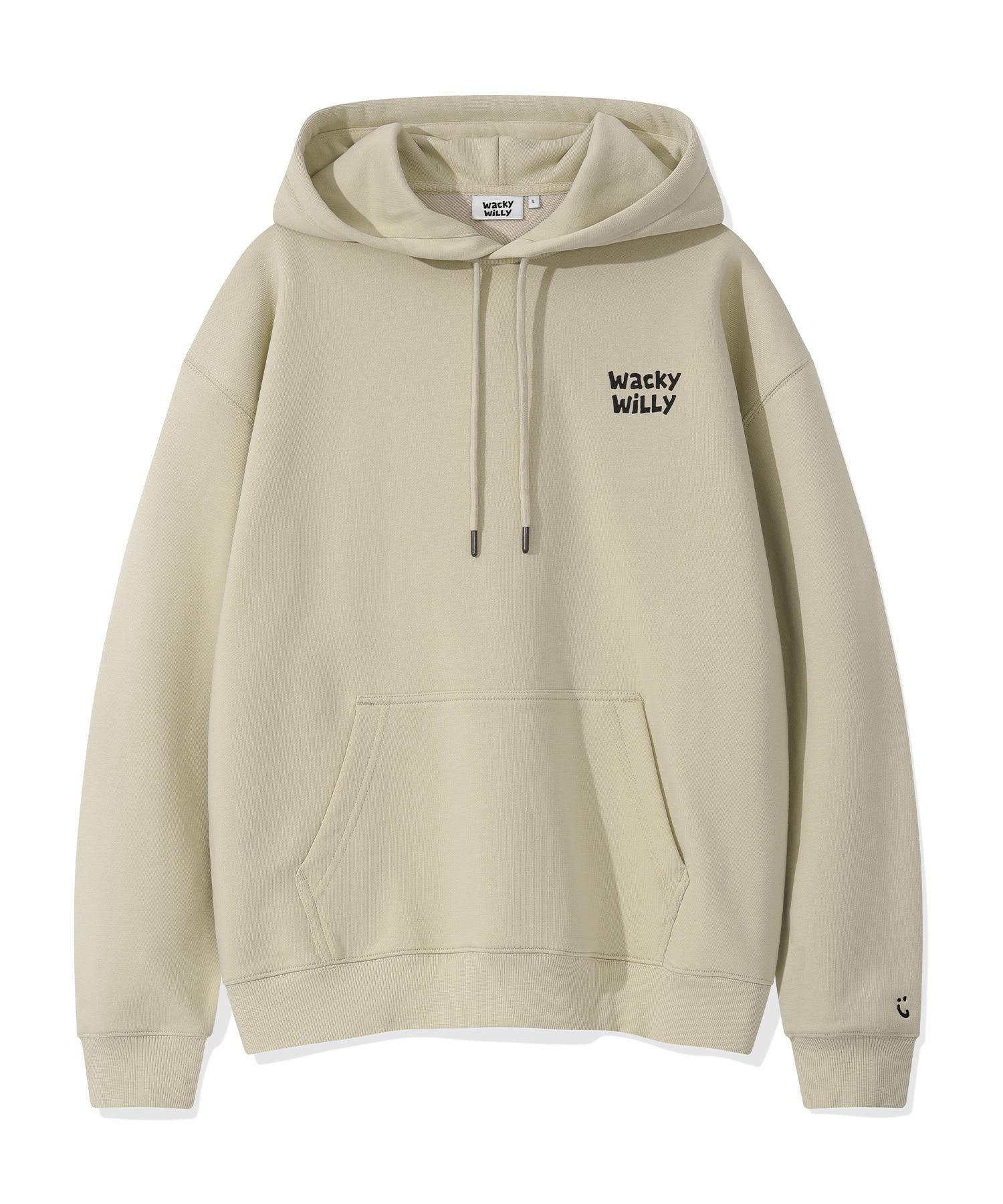 Wacky Willy Logo Typographic Hoodie Khaki S