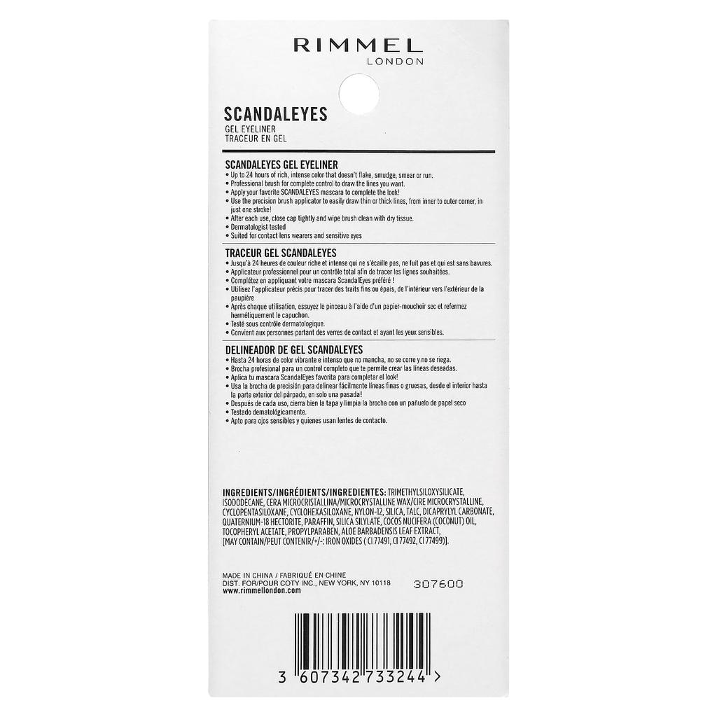Scandaleyes, Gel Eyeliner, 001 Black, 2.4G(0.08Oz)
