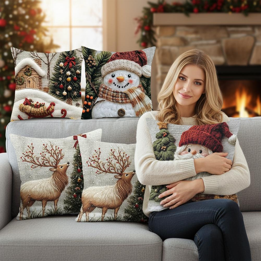 1/2/4/8PCS Festive Elk Rabbit Decorative Sofa Atmosphere Decorative Pillow 2025 NEW Christmas 2D Flat Print Pillow Cover