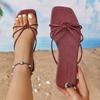 Fashion Women Slippers Summer Outdoor Flat Bottom High Heel Sandals French Style Square Shoes Thick Heel Slip-On Slippers Slides Women