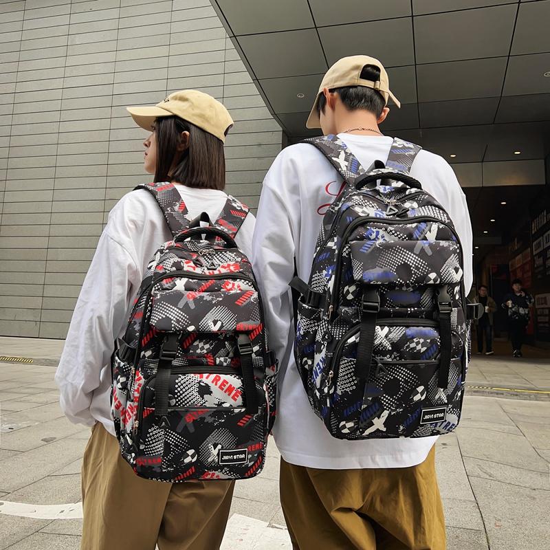 Women's Print Backpack Student Schoolbag Men's Large Capacity Travel Backpack