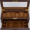 Double-Layer Watch Case Velvet-Lined Jewelry Storage Box with Drawer Padded
