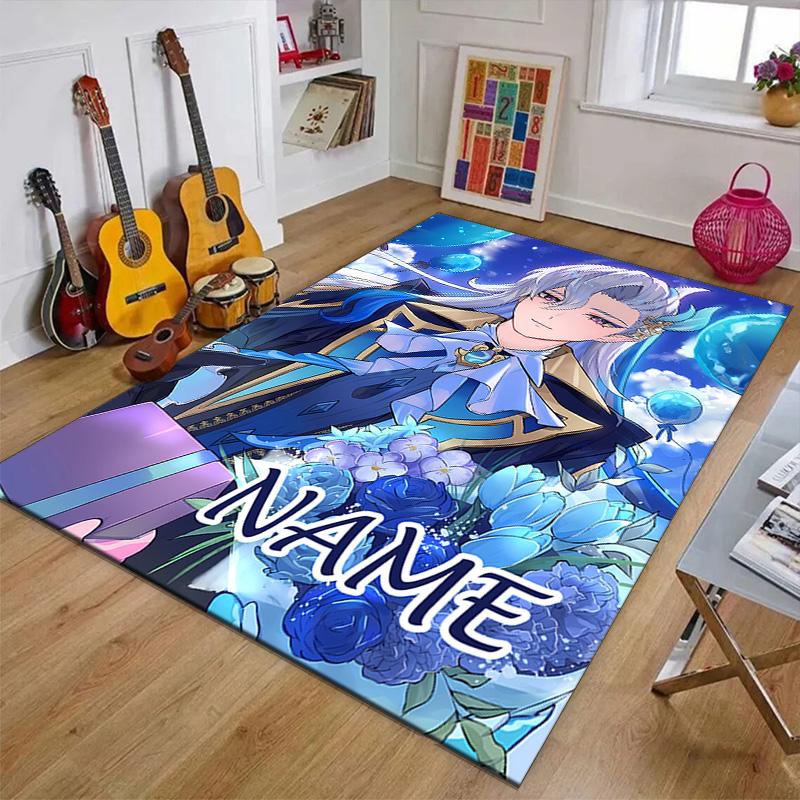 Custom Genshin Impact Mat Personalized Name, Polyester Washable Indoor Entryway Rug, Gift for Christmas, Easter, Thanksgiving Day