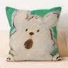 "Adorable White Fluffy Dog Oil - Painting Style Throw Pillow Cover"