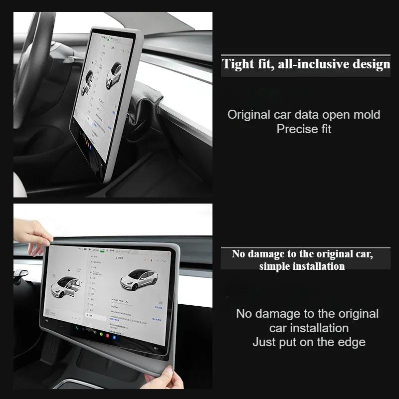 Indoor Rearview Mirror Frame for Tesla Model 3/Model Y Juniper Screen Display Protector Frame GPS Navigation Case Accessories