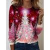 Christmas Women's T Shirt Graphic Christmas Tree Vintage Fashion Stylish Long Sleeve Crew Neck Regular Tops