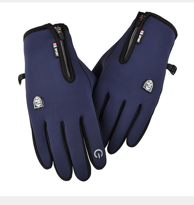 Unisex Fleece-Lined Waterproof Gloves: Touchscreen, Cold-Proof, Zippered for Outdoor Cycling & Motorcycling