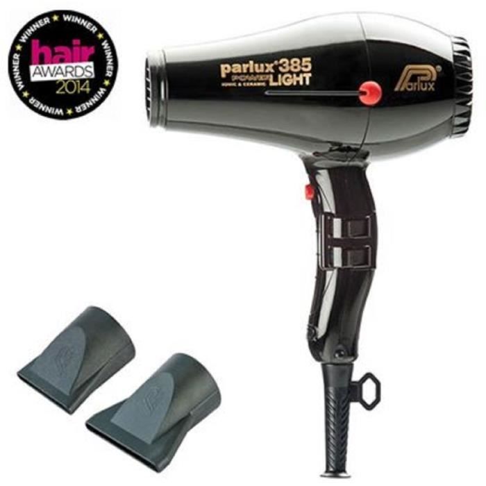 PARLUX Asciugacapelli - 385 Power Light Ionico e Ceramico - Flusso d'aria 79 m³/h - 2150 W - Nero