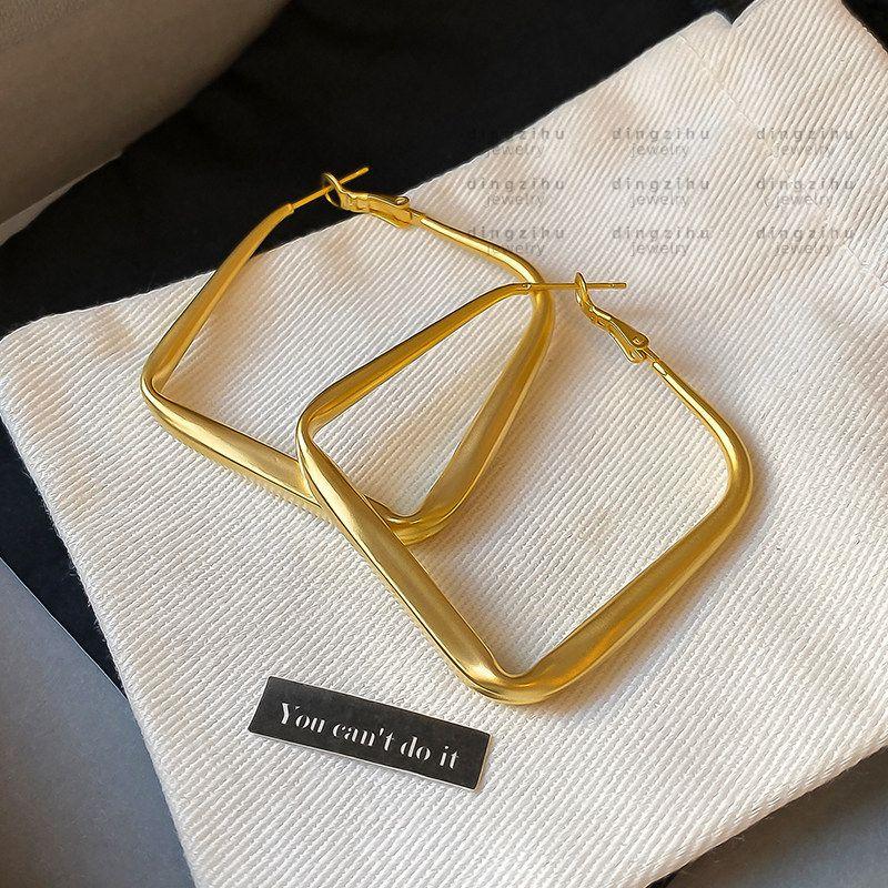 

Style Gold Square Earrings for Women, Niche Light Luxury with a High-End Feel, Hoop Earrings for Square and Round Faces, Vintage Metal Earrings Main Image Style